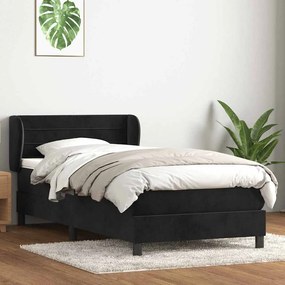 Giroletto A Molle Con Materasso Nero 90x210 Cm İn Velluto /