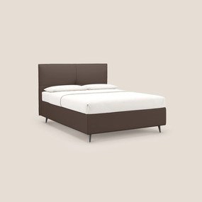 Greta letto contenitore dimensioni SLIM con testata trapuntata in ecopelle impermeabile T04 marrone