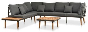 Set divani da giardino 4 pz con cuscini in massello di acacia