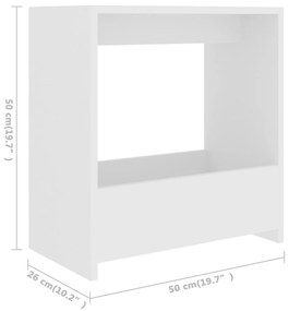 Tavolino Bianco 50x26x50 cm in Legno Multistrato