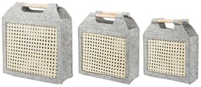 Set di 3 cesti feltro grigio chiaro SARIOT Beliani