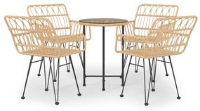 Set da pranzo da giardino 5 pz in polyrattan