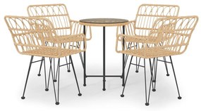 Set da pranzo da giardino 5 pz in polyrattan