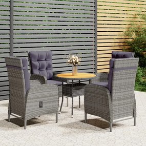 Set Da Bistrot Per Giardino 5 Pz İn Polyrattan Grigio /