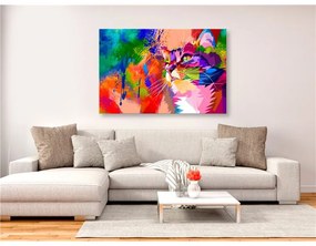 Quadro  Colourful Cat (1 Part) Wide  Colore colorful, Dimensioni e Misure 120x80