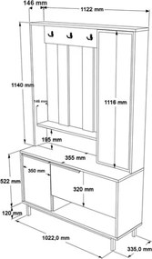 Mobile Da Ingresso Con Scarpiera Appendiabiti E Specchio Orientabile Ocean Legno
