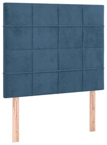 Testiera a led blu scuro 80x5x118/128 cm in velluto