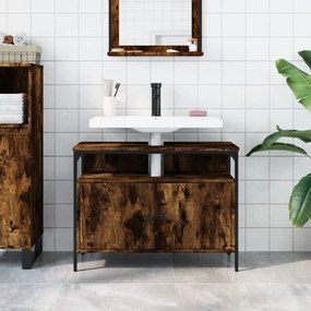 Mobile lavabo bagno rovere fumo 60x30x60 cm legno multistrato