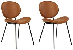 Set di 2 sedie da pranzo pelle sintetica marrone LUANA Beliani