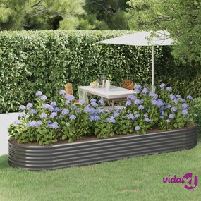 vidaXL Letto Giardino Acciaio Verniciato a Polvere 322x100x36cm Grigio