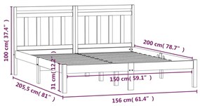 Giroletto Grigio 150x200 cm King in Legno Massello