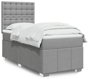 Giroletto A Molle Con Materasso Grigio Chiaro 80x200 Cm Tessuto /