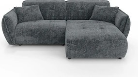 Divano angolare grigio scuro (con penisola a destra/con chaise lounge) con rivestimento in ciniglia Nelia – Ropez