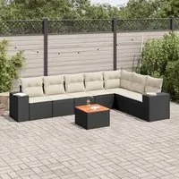 Set Divani da Giardino con Cuscini 8 pz Nero in Polyrattan 3225475