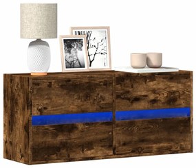 Mobile Tv A Parete Con Luci Led Rovere Fumo 100x31x45 Cm /