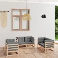 Set Divani da Giardino 6 pz con Cuscini Legno Massello Pino 3076489