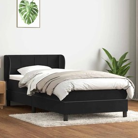 Giroletto A Molle Con Materasso Nero 90x220 Cm İn Velluto /