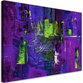 Quadro su tela, Astrazione dipinta a mano viola  Dimensioni 100x70