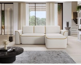 Divano angolare giallo/color crema (con penisola a destra/con chaise lounge) e rivestimento in bouclé Ume – ELTAP