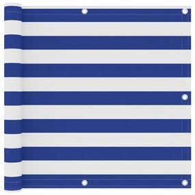 Paravento Balcone Bianco E Blu 90x600 Cm Tessuto Oxford /