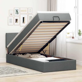 Pouf Letto Con Materasso E Led Grigio Scuro 90x200 Cm Tessuto /