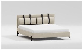 Letto matrimoniale beige imbottito con rete inclusa 160x200 cm Tulsa – Ropez