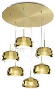 X-ray sospensione rettangolare 6 luci vetri bassi oro montatura or...