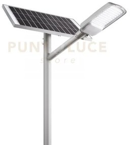 Faro solare stradale led radius silver 48w 2100lm 4000k con pannell...