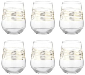 Set 6 bicchieri acqua in vetro Golden Stripe