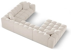 Divano angolare color crema (con penisola a destra/a U) con rivestimento in ciniglia Treno – Cosmopolitan Design