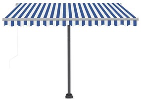 Tenda Automatica con Sensore Vento e LED 350x250 cm Blu Bianca