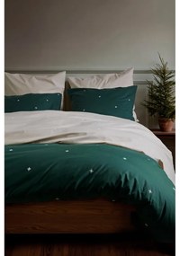 Set copripiumino e federa beige in percalle di cotone per letto singolo 140x200 cm Christmas Fable – JUNA