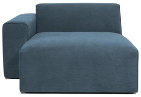 Divano componibile blu (con penisola a sinistra) con rivestimento in velluto a coste Sting – Scandic