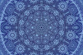Carta da parati autoadesiva – Mandala decorativa con pizzo in blu