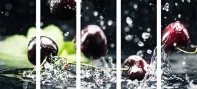 Quadri 5 pezzi – Ciliegie mature nell'acqua