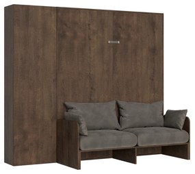 Letto matrimoniale a scomparsa 160 verticale Kentaro Sofà con colonna e pensili, Noce / Colonna / ALESSIA 20