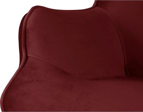 Poltrona con poggiapiedi rossa con rivestimento in velluto Niko – Ropez