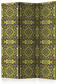 Paravento design Mosaico di malachite (3-parti) - modello etnico colorato in stile Zen