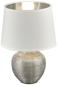 Lampada da tavolo in ceramica bianca e tessuto, altezza 26 cm Luxor - Reality