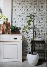Fotomurale ESTA Pagine, grigio caldo chiaro e verde 138X279 cm