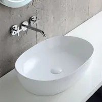 Lavabo da Appoggio modello Elegance 60x40 Ceramica Azzurra con bordo sottile