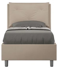 Letto singolo senza rete imbottito 80x200 similpelle tortora Appia
