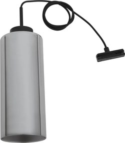 Lampada a sospensione Art Déco Nera con vetro fumé per sistema a binario monofase - Iconic Laura