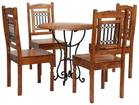 Set Da Pranzo 5 Pz İn Legno Massello Di Acacia /