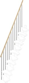 Balaustra in kit IRIS Bria 11GR in acciaio argento, corrimano in legno faggio, L 120 cm fissaggio a parete