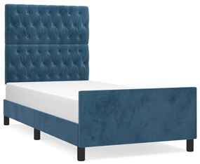 Giroletto con testiera blu scuro 100x200 cm in velluto