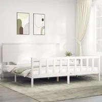 Giroletto Testiera Bianco Super King Size in Legno Massello 3193417