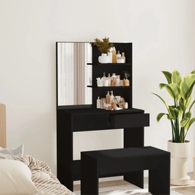 Toeletta Con Specchio Nero 74,5x40x141 Cm /