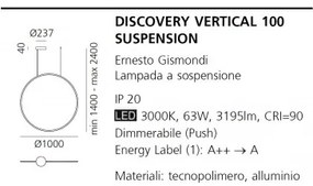 Artemide discovery sospensione verticale 100 con app