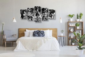 Quadri 5 pezzi – Teschio artistico in bianco e nero